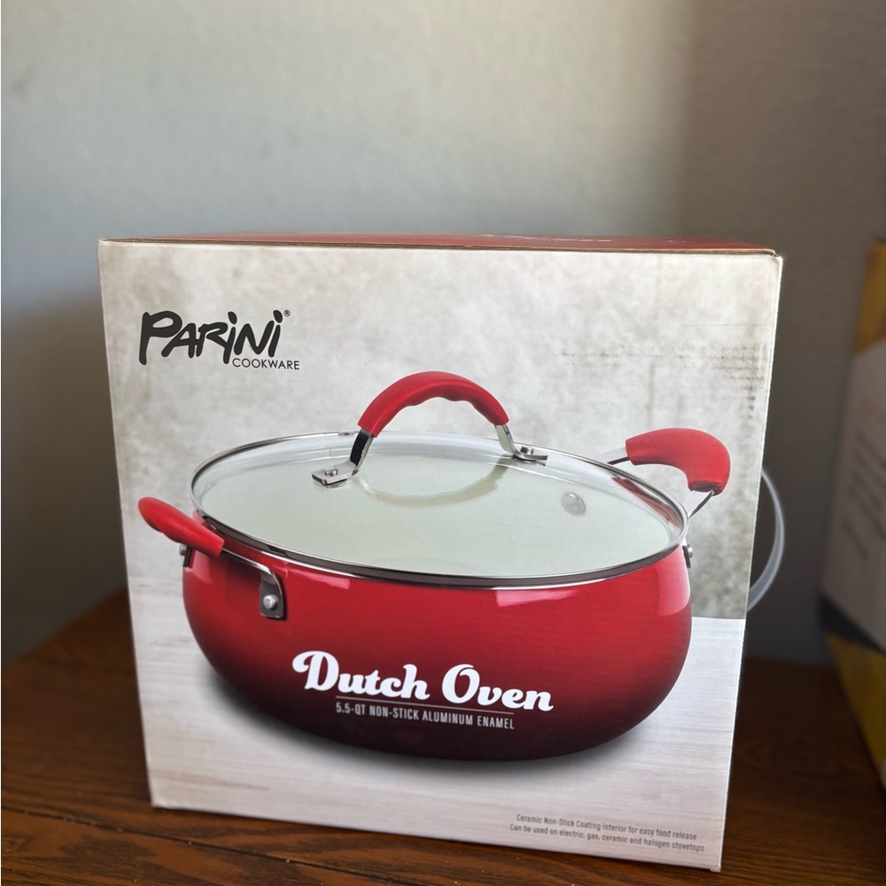 Parini Red Dutch Oven with Glass Lid